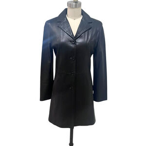 Women’s Vintage Mario Romano Black 100% Leather Coat Size EU 38 Florence…